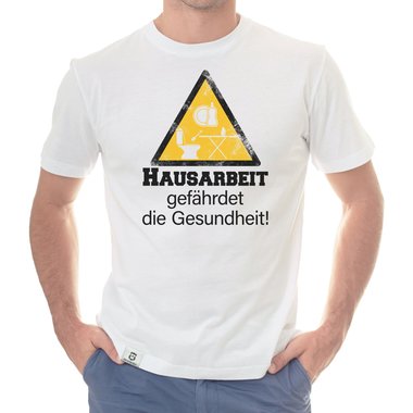 Herren T-Shirt - Hausarbeit gefhrdet die Gesundheit dunkelblau-weiss S