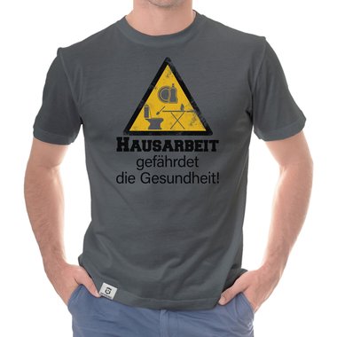 Herren T-Shirt - Hausarbeit gefhrdet die Gesundheit dunkelblau-weiss S