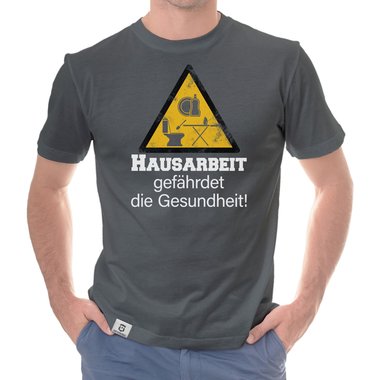 Herren T-Shirt - Hausarbeit gefhrdet die Gesundheit dunkelblau-weiss S