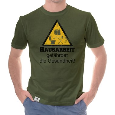 Herren T-Shirt - Hausarbeit gefhrdet die Gesundheit dunkelblau-weiss S