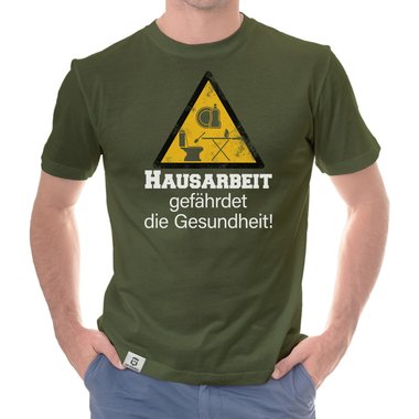 Herren T-Shirt - Hausarbeit gefhrdet die Gesundheit dunkelblau-weiss S
