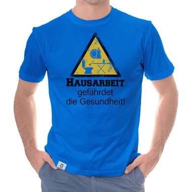 Herren T-Shirt - Hausarbeit gefhrdet die Gesundheit dunkelblau-weiss S