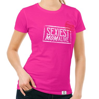 Damen T-Shirt - Sexiest Mom Alive dunkelblau-weiss S