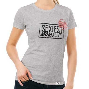 Damen T-Shirt - Sexiest Mom Alive weiss-schwarz XL