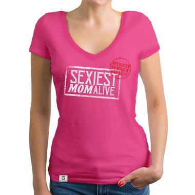 Damen T-Shirt V-Ausschnitt - Sexiest Mom Alive