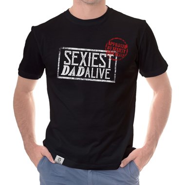 Herren T-Shirt - Sexiest Dad Alive dunkelblau-weiss S