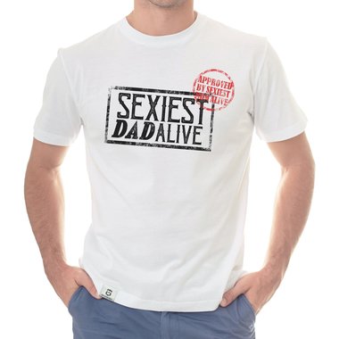 Herren T-Shirt - Sexiest Dad Alive dunkelblau-weiss S