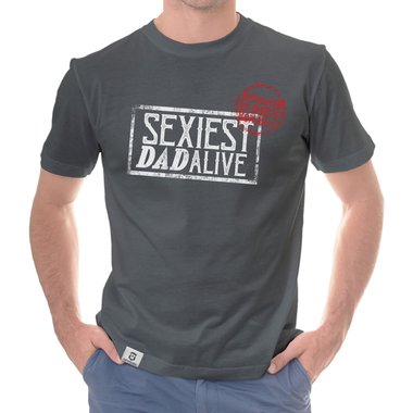 Herren T-Shirt - Sexiest Dad Alive dunkelblau-weiss S