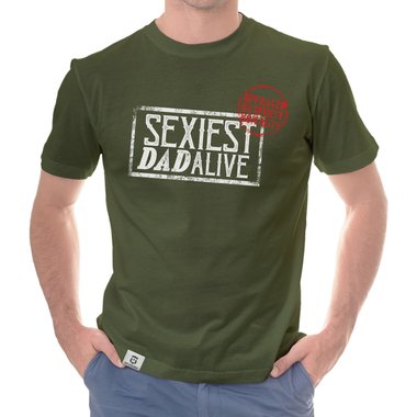 Herren T-Shirt - Sexiest Dad Alive dunkelblau-weiss S