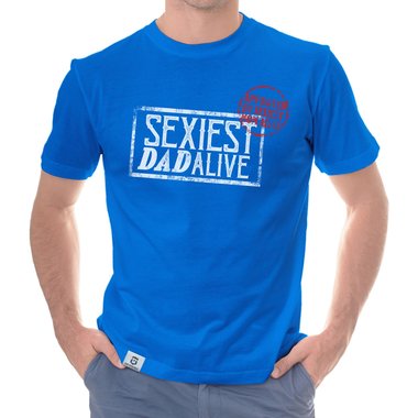 Herren T-Shirt - Sexiest Dad Alive dunkelblau-weiss S
