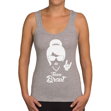 Damen JGA Tank Top - Team Braut - Rock N�Roll hellgrau-fuchsia XS