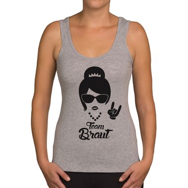 Damen JGA Tank Top - Team Braut - Rock N�Roll weiss-schwarzglitzer XXL