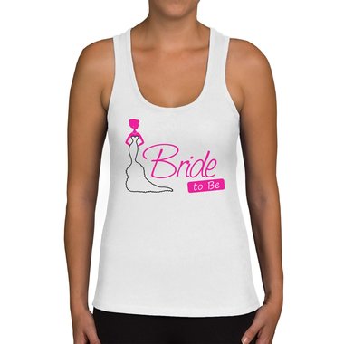 Damen JGA Tank Top - Bride to be weiss-fuchsia XXL