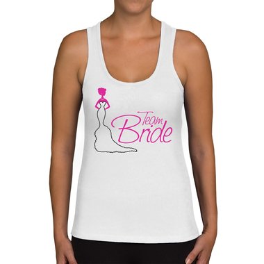 Damen JGA Tank Top - Team Bride weiss-fuchsia XXL