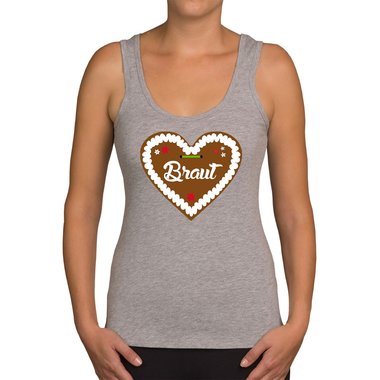 Damen JGA Tank Top - Lebkuchen Braut weiss-braun XXL