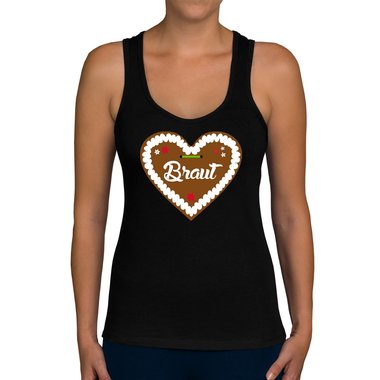 Damen JGA Tank Top - Lebkuchen Braut weiss-braun XXL