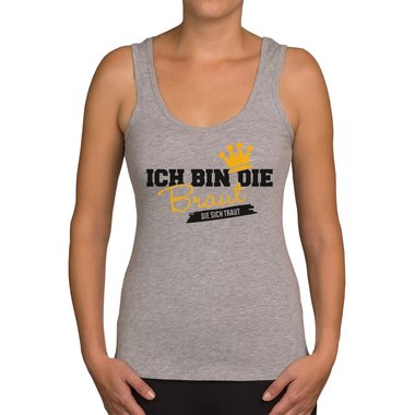 Damen JGA Tank Top - Ich bin die Braut - Die sich traut weiss-rotglitzer XXL