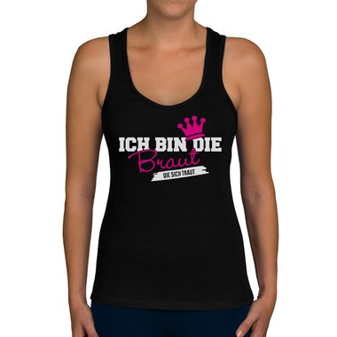 Damen JGA Tank Top - Ich bin die Braut - Die sich traut weiss-rotglitzer XXL