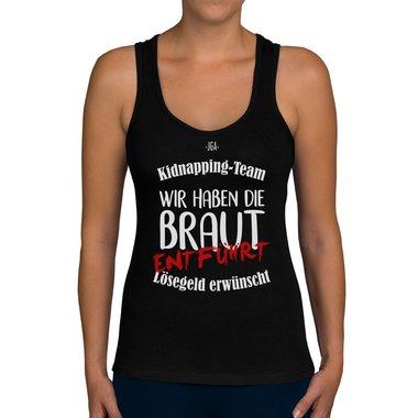 Damen JGA Tank Top - Kidnapping-Team hellgrau-schwarz XS