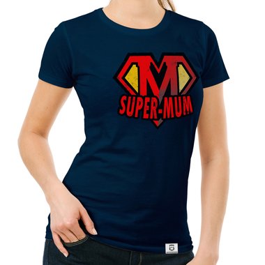 Damen Muttertags T-Shirt - Super Mum weiss-rot XXL