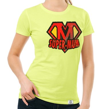 Damen Muttertags T-Shirt - Super Mum weiss-rot XXL