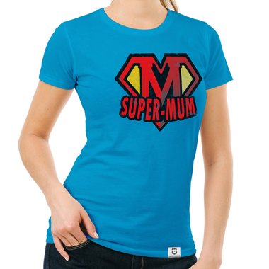 Damen Muttertags T-Shirt - Super Mum weiss-rot XXL