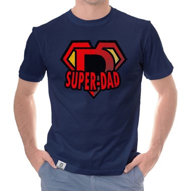 Herren T-Shirt - Super Dad dunkelblau-rot S