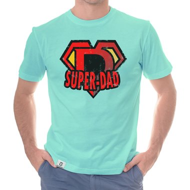Herren T-Shirt - Super Dad dunkelblau-rot S