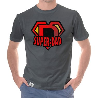 Herren T-Shirt - Super Dad dunkelblau-rot S