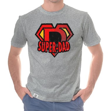 Herren T-Shirt - Super Dad dunkelblau-rot S