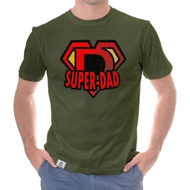 Herren T-Shirt - Super Dad dunkelblau-rot S