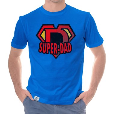 Herren T-Shirt - Super Dad dunkelblau-rot S