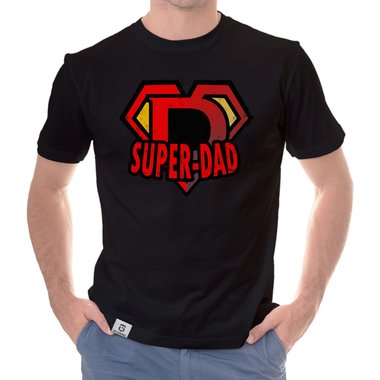 Herren T-Shirt - Super Dad dunkelblau-rot S