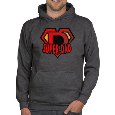 Herren Hoodie - Super Dad dunkelgrau-rot XS