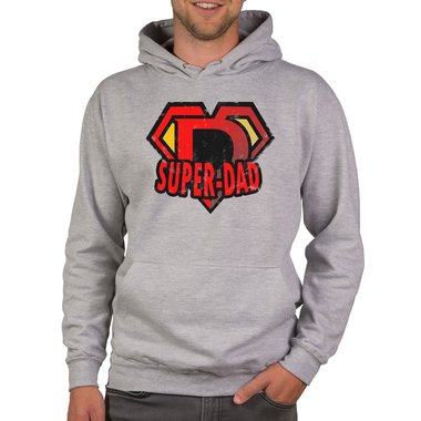 Herren Hoodie - Super Dad dunkelgrau-rot XS