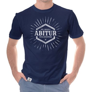 Herren T-Shirt - Sex, Drugs & ABITUR dunkelblau-weiss S