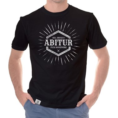 Herren T-Shirt - Sex, Drugs & ABITUR dunkelblau-weiss S