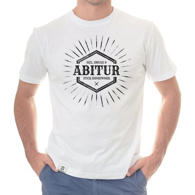 Herren T-Shirt - Sex, Drugs & ABITUR dunkelblau-weiss S