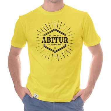 Herren T-Shirt - Sex, Drugs & ABITUR dunkelblau-weiss S