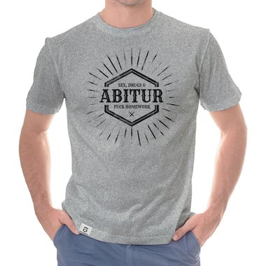 Herren T-Shirt - Sex, Drugs & ABITUR dunkelblau-weiss S