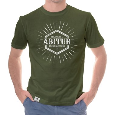 Herren T-Shirt - Sex, Drugs & ABITUR dunkelblau-weiss S