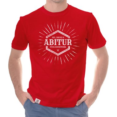 Herren T-Shirt - Sex, Drugs & ABITUR dunkelblau-weiss S