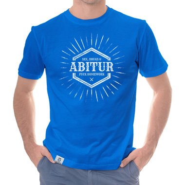 Herren T-Shirt - Sex, Drugs & ABITUR dunkelblau-weiss S