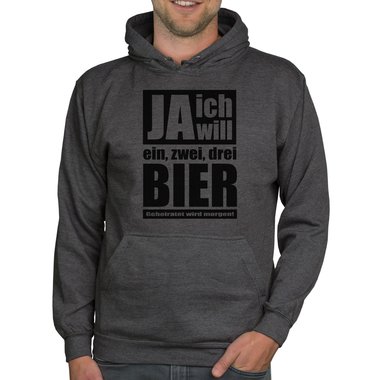 Herren Hoodie - Ja ich will dunkelgrau-schwarz XS