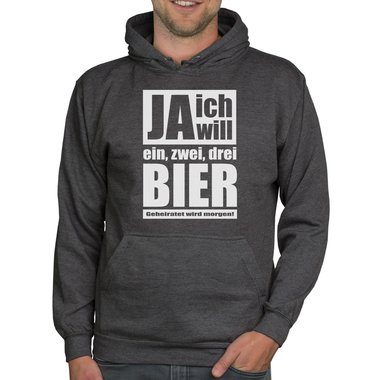 Herren Hoodie - Ja ich will dunkelgrau-schwarz XS