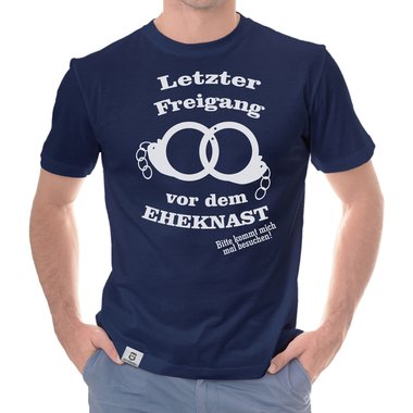 Herren T-Shirt - Letzter Freigang dunkelblau-weiss S