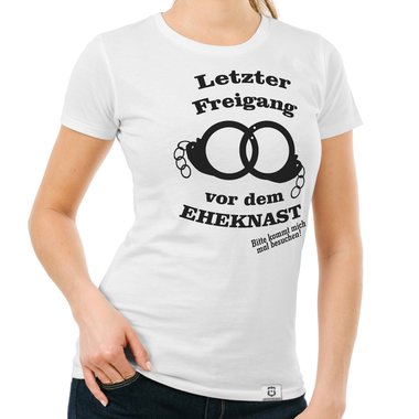 Damen T-Shirt - Letzter Freigang weiss-schwarz XXL