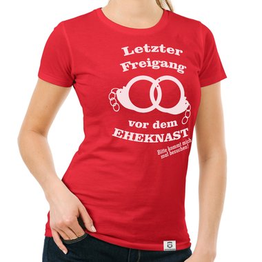 Damen T-Shirt - Letzter Freigang weiss-schwarz XXL