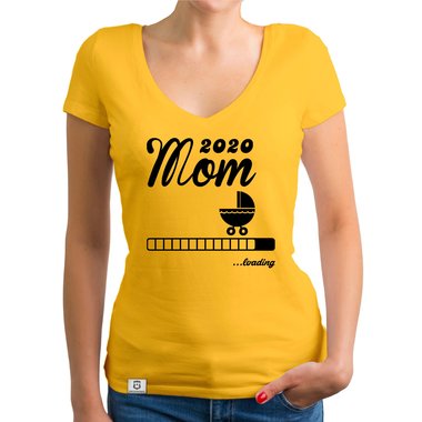 Damen T-Shirt V-Ausschnitt - Mom 2020 loading weiss-silberglitzer XXL