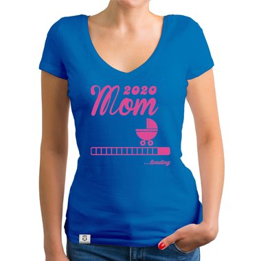 Damen T-Shirt V-Ausschnitt - Mom 2020 loading weiss-silberglitzer XXL